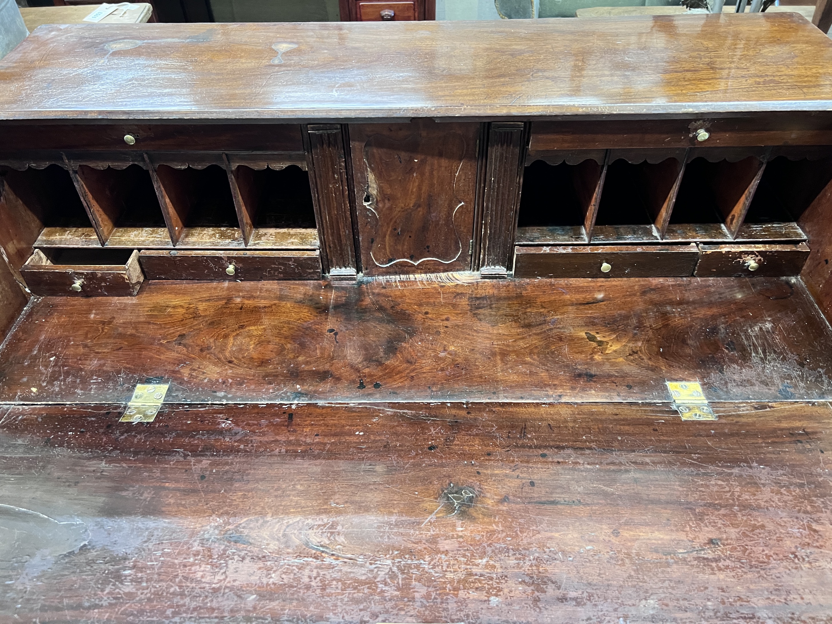A George III mahogany bureau, width 108cm
